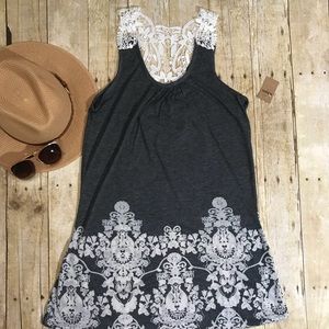 Lace and Knit Mini Dress